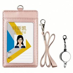 Business Pu Card <b>Holder</b> with Telescopic Buckle Office-Use Promotional Lanyard ID Card <b>Holder</b> - Product Image 1