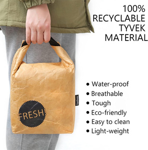 Sac à lunch réutilisable avec matériau tyvek marron résistant à l'eau, fourre-tout isolé pour le travail de bureau, le pique-nique et l'extérieur - Product Image 5