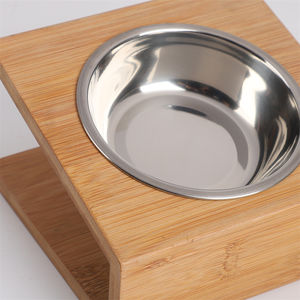 2 paslanmaz çelik Antislip <span class=keywords><strong>Pet</strong></span> ile ayarlanabilir bambu yükseltilmiş besleyici standı yemek kasesi özelleştirilebilir otomatik köpek besleme sistemi - Product Image 2
