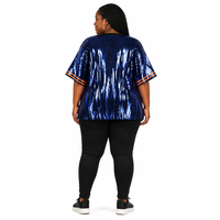 Chemises amples à sequins pour femmes grandes tailles, style football américain et baseball, pour les jours de match, avec broderie étoile de Houston
