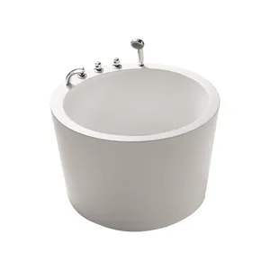 cupc认可的单裙白色壁龛小浴室14英寸高丙烯酸深圆形浸泡浴缸