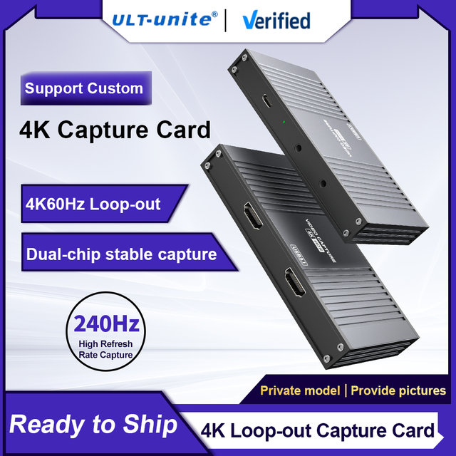 ULT-unite 4K 60Hz HDMI Video Capture Card With Loop Out for Game Recording Live Streaming Capture Video Audio Recorder 4k Type c
