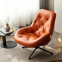 Fauteuil pivotant minimaliste moderne en métal, idéal pour petits salons, balcons, bureaux et bibliothèques