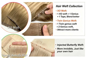 Extensiones de Cabello con Trama de Mariposa de Nueva Tendencia, 100% Alineadas con la Cutícula, Trama Invisible sin Costuras - Product Image 4