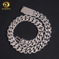 Chaîne cubaine en moissanite avec fermoir boîte, argent 925, 20 mm, collier cubain Miami glacé, bijoux hip-hop pour hommes