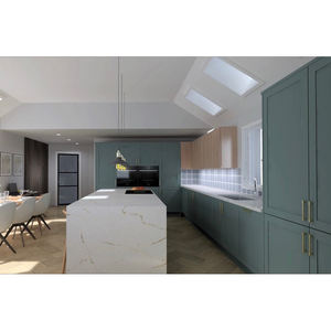 Couleur <span class=keywords><strong>pop</strong></span> moderne texture en bois contrastée laque haute brillance planche de bois stratifié armoire de cuisine - Product Image 3