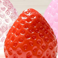 Jouet anti-stress souple en forme de fraise Taba, à rebond lent, rempli de farine, lot de 3 pièces, rose, rouge, transparent