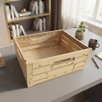 Caisse en plastique pliable à parois à lattes, aspect bois, ventilée, empilable, pour le stockage de produits frais