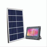 Panneaux lumineux RVB extérieurs de sécurité solaire extérieure super lumineuse avec contrôle RF Bluetooth Rechargeable IP67 projecteur de musique 300W