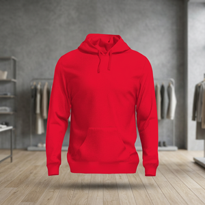 Premium <b>Red</b> Fleece Pullover <b>Hoodie</b> Custom Plain Sweatshirt Drawstring Hood Kangaroo Pocket Long Sleeve Casual Streetwear Winter - Product Image 3