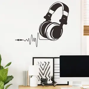 Adesivos de parede para jogos de meninos, fone de ouvido adesivo de decoração de parede para quarto de menino, internet, café