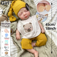 Adorables poupées reborn en silicone de 18 pouces, poupées bébé endormies, texture réaliste, jouets compagnons pour tout-petits