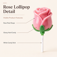 Bouquet de sucettes artisanales en forme de rose de 45g, boîte cadeau de luxe, bonbons durs aromatisés aux fruits mélangés pour la Saint-Valentin