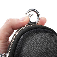 Portefeuille mini en cuir véritable personnalisé en gros, sac de rangement multifonctionnel pour clés, pochette mode simple avec boucle de suspension, enveloppe rouge