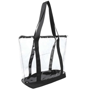 Clear PVC Tote Bag Waterproof Zipper Closure Fashion Transparent <b>Handbag</b> For Sports Supply - Product Image 3