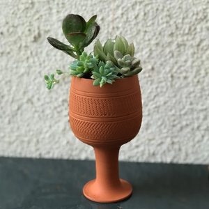 Handcrafted Eco-Friendly Biodegradable Wine Glass Terracotta Planters <b>Set</b> 4 Indoor Outdoor Balcony Terrace Garden Flower Pots - Product Image 3