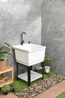 Authentisches Küchen-Einbecken-Spülbecken, Kunststoffspüle mit Armaturenloch, für Zuhause, Restaurant, Wohnheim, Garage, Badezimmer, Waschküche