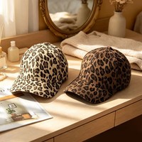 Casquette de baseball personnalisée avec logo Y2K, imprimé léopard, 6 panneaux, coton, style vintage streetwear rétro, pour femme, usage quotidien, shopping, décontractée