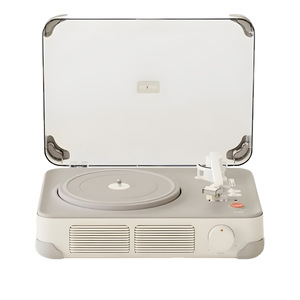 Tocadiscos plano de madera T400 directo de fábrica con altavoz estéreo incorporado, BT 5.0, 3 velocidades, compatible con discos de vinilo de 7, 10 y 12 pulgadas. - Product Image 4