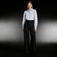 Chemisier Femme Chic et Confortable en Tissu Brodé Creux Élastique à Manches Longues Motifs Plantes et Fleurs Nouvelle Collection Printemps 2026 Vente en Gros