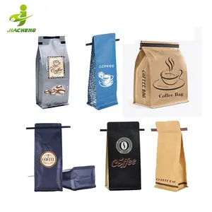 custom heat seal one pound matt black white side gusset flat block bottom coffee bags with air valve and tin tie