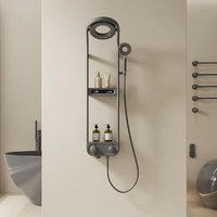 Ensemble de panneaux thermostatiques à double poignée pour salle de bain Robinet de douche à effet pluie à affichage numérique avec jet d'arrêt pour villas et hôtels