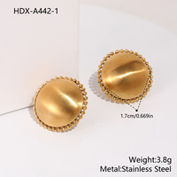 Boucles d'oreilles minimalistes mates, plaquées or 18 carats, en acier inoxydable brossé, design ovale, bijoux de luxe pour femmes