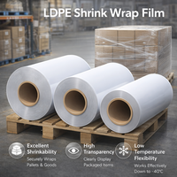Film LDPE OEM épaissi, film étirable PE haute densité, anti-poussière, facile à sceller, film rétractable pour canettes, eau en bouteille et boissons