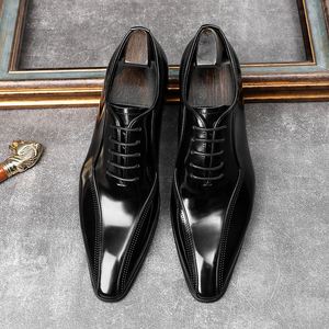 New Style Men's Genuine Leather Lace-up Pointed-toe <b>Shoes</b> <b>Height</b> <b>Increasing</b> Autumn Anti-slip - Product Image 2