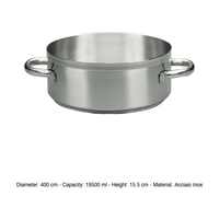 Casserole peu profonde en acier inoxydable Ø 40 cm H 15,5 cm, 19,5 L, fond triple couche Paderno