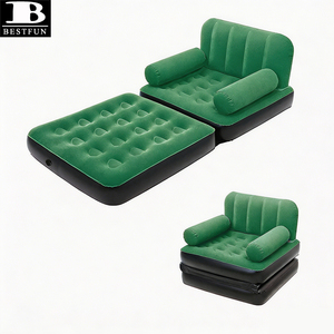 Sofá Cama Inflable Plegable de Lujo, Sillón Inflable Multiusos con Superficie Aterciopelada, Colchón para el Hogar, Camping y Exteriores - Product Image 1