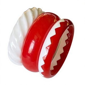 Nueva Pulsera de Resina Zigzag Vintage para Mujer, Brazalete Hecho a Mano en Estilo Ángel Clásico para Ocasiones Navideñas, Artesanía al por Mayor - Product Image 2