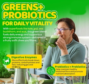Жевательные конфеты Super Greens с спирулиной, хлореллой, пищеварительными ферментами, лютеином, клетчаткой — ежедневная добавка суперфудов и мультивитаминов - Product Image 2