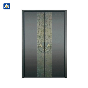 Puerta de entrada delantera de seguridad de aluminio fundido negro frontal de casa de alta calidad de lujo entrada externa puertas blindadas oscilantes de <span class=keywords><strong>Metal</strong></span> - Product Image 3