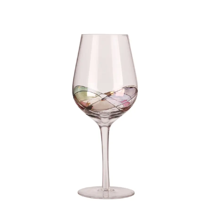 Custom Art Wine Glasses Handmade Unique Colored Red Wine Glass Long Stem Glass Goblets for Wedding