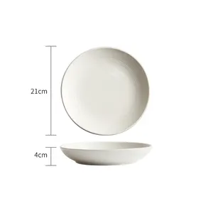 Set mangkuk dan piring mewah Ceram porselen putih aman Microwave piring tahan gores hidangan Gourmet makanan untuk hadiah