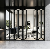 Porte pliante en aluminium, cadre en alliage d'aluminium, portes pliantes sur mesure, porte coulissante en verre pour patio extérieur, porte pliante en aluminium