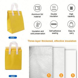 กระเป๋าเก็บความร้อนแบบใช้แล้วทิ้ง ทำจากอลูมิเนียมฟอยล์และผ้าไม่ทอ พิมพ์โลโก้ได้ สำหรับส่งอาหารและเครื่องดื่มร้อนเย็น - Product Image 4