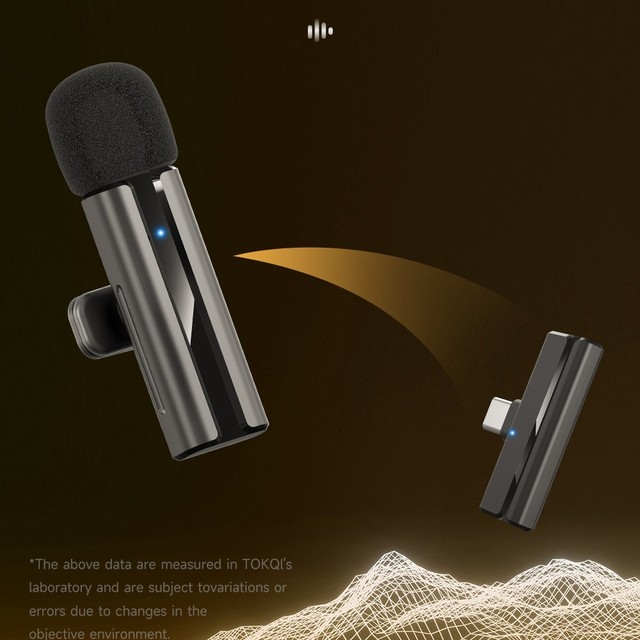 Tokqi H02 Wireless Clip Microphone Portable Condenser Omni-Directional Noise Reduction Type-C Port for Smartphone & Computer Use