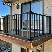 Rogenilan Rampe de terrasse extérieure en aluminium Main courante de câble noir conçue sur mesure