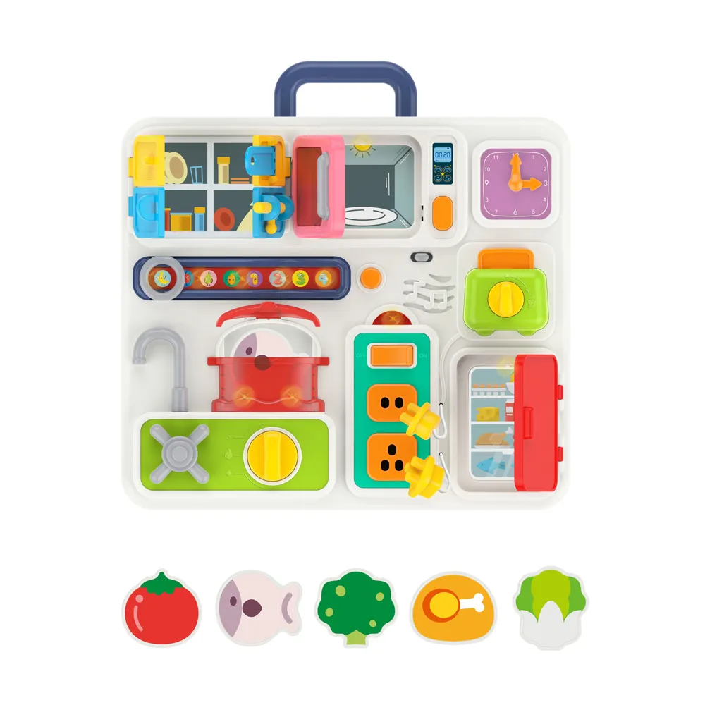 Bebê Educacional Sensorial Aprendizagem Busy Board Kitchen Toy Montessory Aprendizagem Brinquedo com Música e Luz