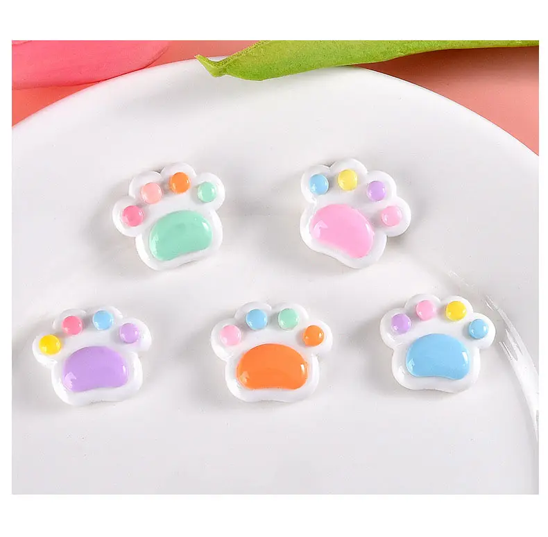 Xingrou bán buôn tùy chỉnh Mèo Paw flatback nhựa quyến rũ cabochons cho Slime trường hợp di động DIY Craft tóc Clip trang trí