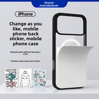 Carcasa Magnética para Teléfono con Espejo, Nuevo Estilo, con Panel Trasero Reutilizable y Adhesivo, Diseño Personalizable DIY I18e I17 I16