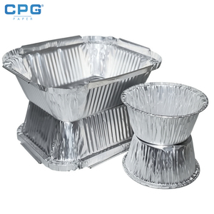 Aluminum Foil Container Heavy Duty 450ml Rolled Rim Cardboard Lid Takeout Catering Aluminum Foil Food Tray - Product Image 1