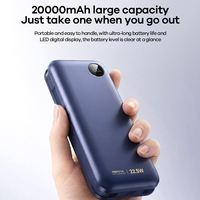 Batterie externe REMAX FP-130 20000mAh, charge super rapide 22.5W, câbles doubles intégrés, chargeur portable avec écran LED pour les voyages