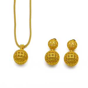 Ensemble de bijoux collier et boucles d'oreilles en alliage Enid Middle East Dubai, bijoux de mariée indiens, vietnamiens, Nansha, cadeau unisexe - Product Image 4