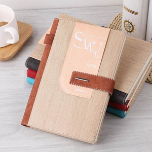 A5 di legno termo DELL'UNITÀ di elaborazione copertina rigida in pelle <span class=keywords><strong>notepad</strong></span> ufficiale notebook con la penna loop e fibbia - Product Image 4