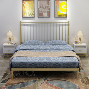 Maison créative médiévale nordique <span class=keywords><strong>Stella</strong></span> or lit double en fer 1.8 mètres 1.5 mètres lit en fer doré cadre en fer lit - Product Image 5