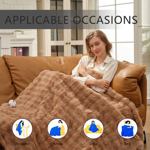 Высококачественное тепловое одеяло из мягкого меха кролика с подогревом - Product Image 3