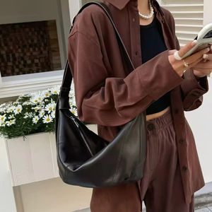 Sac à main unisexe de couleur unie design unique sac <span class=keywords><strong>Hogo</strong></span> souple en cuir véritable style vintage portable à la mode, nouveauté - Product Image 1